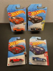 Hot Wheels Lot Of 4, CORVETTE C7 Z06 Cars! Orange, Black, Red, & Blue - Picture 1 of 2