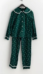 Rachel Ashwell grün weiß Flanell Blumen 100 % Baumwolle PJ Knopfleiste Pyjama Set S - Bild 1 von 11