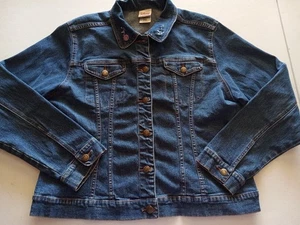 Vintage Disney Store Embroidered Tinker Bell Denim Jacket Size Large - Picture 1 of 13