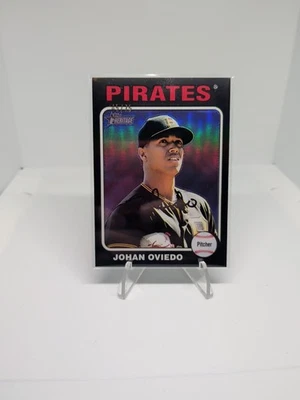 2024 Topps Heritage High Number - Johan Oviedo #104 Chrome Black Border /75 - Image 1 of 2