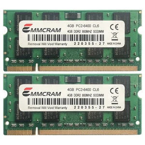 8GB MMCRAM 2X 4GB 2RX8 PC2-6400 DDR2-800MHz DDR2 200pin SODIMM Laptop Memory - Picture 1 of 1