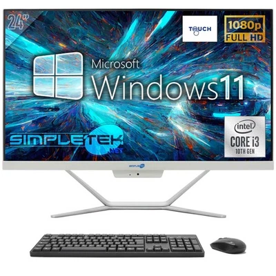 Aio All In One Touch Screen I3 10th Gen 24" Windows 11 Pro 8Gb 120Gb Full Hd Pc - Image 1 of 4