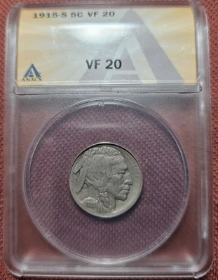 1915 S Buffalo Nickel 5C Coin ANACS VF20 Nice Better Date Coin - Image 1 of 4