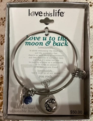 Nueva pulsera ajustable Love This Life Love You to the Moon and Back Foto 1 de 3
