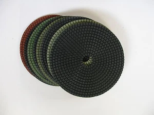 7"  Wet diamond polishing pad/pads set  (8 pcs), Hook & Loop backed - Picture 1 of 1