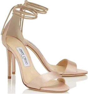 NUOVI sandali cravatta raso Jimmy Choo Reign rosa (rosa polverosa) (taglia 38,5) - $.895,00! - Foto 1 di 10
