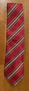 BARNEY'S NEW YORK MENS TIE Red w/Blue  Black Gold Stripes Necktie Made In Italy - Picture 1 of 5