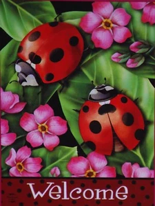 "Ladybugs on Leaves" Decorative Garden Flag 18"x12.5 - Picture 1 of 7