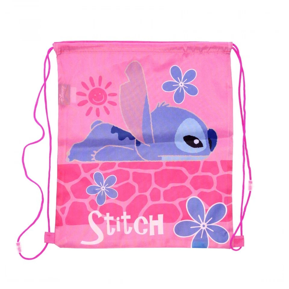 Borsa sacca a rete Disney Stitch rosa Asilo Tempo libero palestra scuola regalo - Immagine 1 di 1