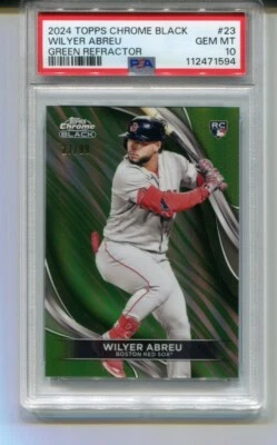 2024 Topps Chrome Black Wilyer Abreu Rookie Green Refractor #23 27/99 PSA 10 - Image 1 of 2