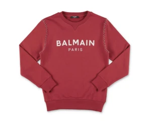 Balmain kids logo embroidered cotton sweatshirt brick red size 8A 10A - Picture 1 of 9
