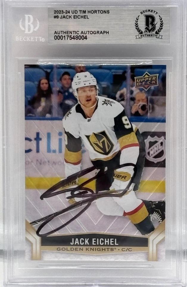 Jack Eichel Signed 2023-24 Upper Deck Tim Hortons #9 VGK BAS Autograph Card - Image 1 of 2