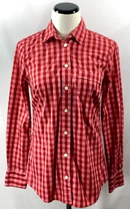 J CREW Size Womens XS Button Down Top Shirt Red & Pink Checkered - Picture 1 of 7