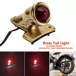 Crocker Style Brass Brake Stop Taillight License Plate Light For Harley Chopper - Picture 1 of 11