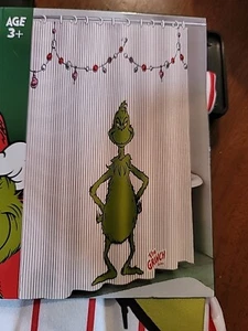 Grinch Christmas Fabric Shower Curtain 70" x 72" Red Stripes Grinch Lights G10 - Picture 1 of 3