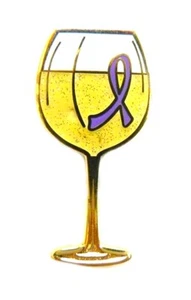 Nuevo pasador de copa de vino blanco para recaudar fondos de lavanda con conciencia sobre el cáncer de epilepsia - Imagen 1 de 5