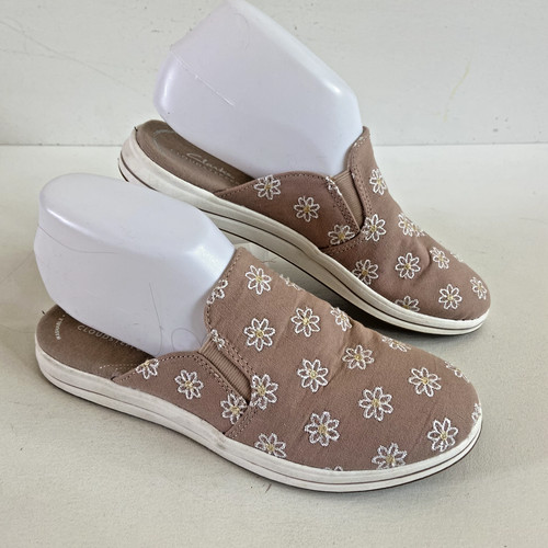 Scarpe slip on Clarks Breeze Shore Taupe combinazione donna taglia 7 zoccoli floreali