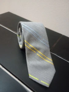 NWOT CALVIN KLEIN Men's Designer Necktie Viscose Blend Authentic- Grey Stripe - Picture 1 of 6