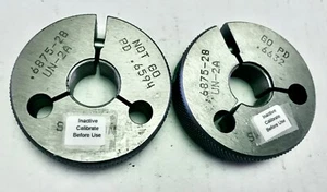SWANSON 11/16-28 UN 2A SOLID THREAD RING GAGES .6875 GO NO GO .6632 & .6594 - Picture 1 of 2