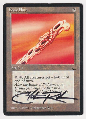 Signed Bone Flute MP The Dark Artist Christopher Rush 1994 MTG Magic Vintage EDH - Image 1 of 2