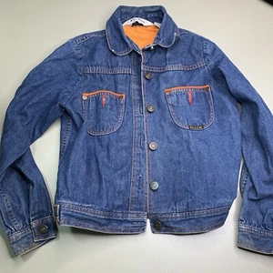 Vintage Kids Dijon jean jacket With Orange Stitching And Lining Sz 12 - Picture 1 of 9
