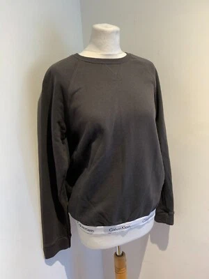 Calvin Klein CK sweatshirt jumper S 8 10 VGC grey logo trim lounge gym casual - Image 1 of 4