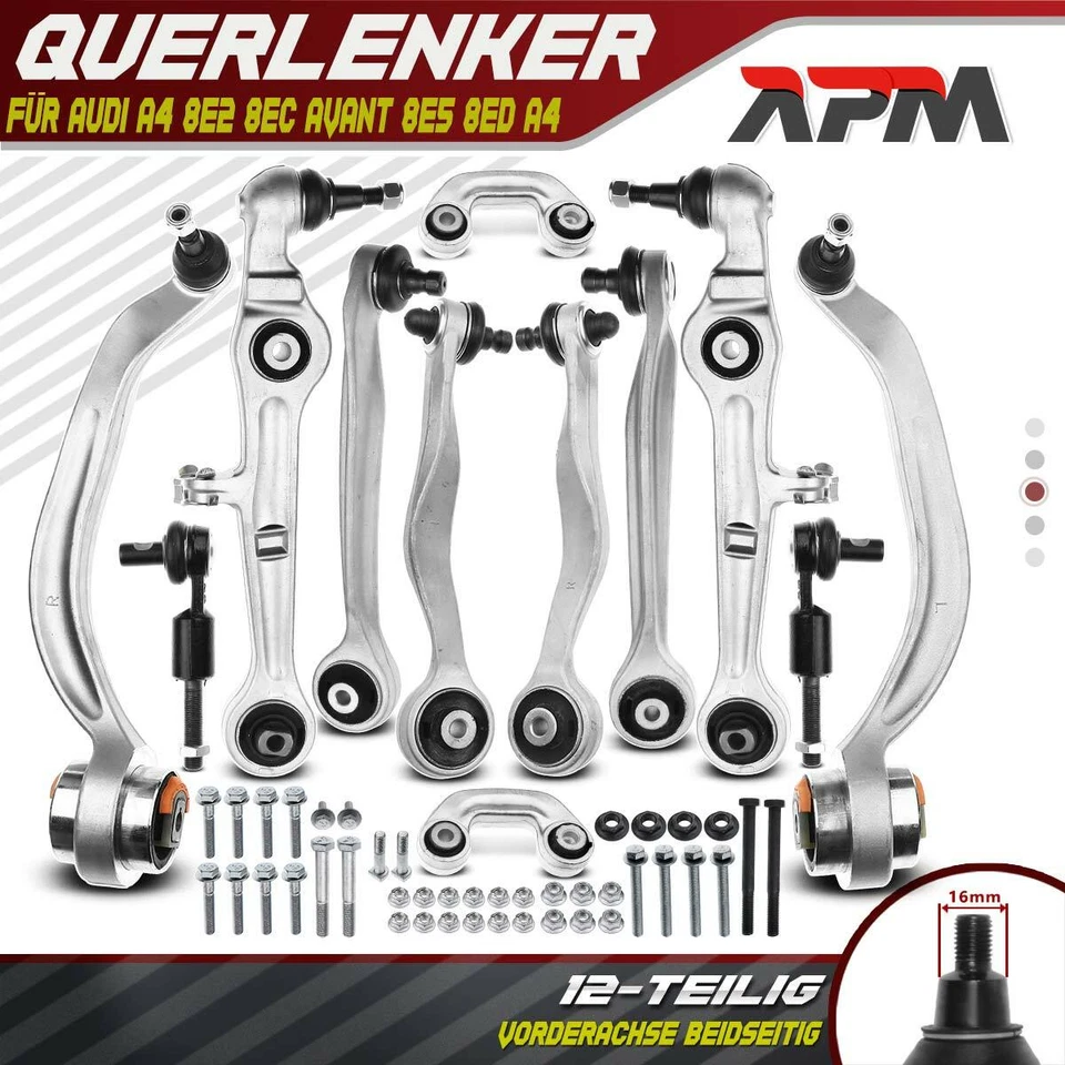Juego de brazo de suspensión delantero para Audi A4 8E2 B6 8EC B7 + Avant 8E5 B6 8ED B7 + descapotable - Imagen 1 de 4