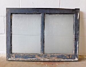 1910's Craftsman Style Two Pane WINDOW Frame & Glass ORIGINAL Textured GLASS 