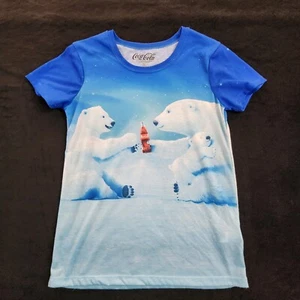Coca Cola Polar Bears White Blue Juniors T-Shirt Women's S - Picture 1 of 6