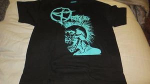 TRIBUTE 2XL MEN'S TEE T-SHIRT BLACK TEAL SKATEBOARDING SHORT SLEEVE SKULL MOHAWK - Picture 1 of 3