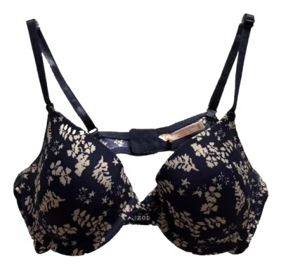 Бюстгальтер IZOD 36 B темно-синий с принтом на косточках пуш-ап с подкладкой - Изображение 1 из 4