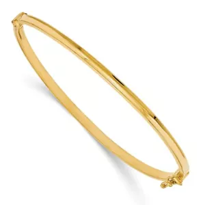 Brazalete con bisagras pulidas de oro amarillo real de 14 quilates - Imagen 1 de 5