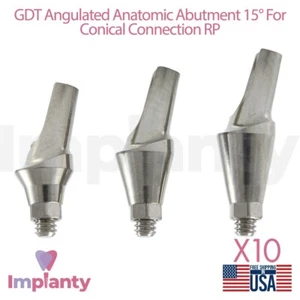 10x GDT Anatómica Angulada Prótesis 15° RP Conexión Cónica Hexagonal 2.65mm Laboratorio - Imagen 1 de 3