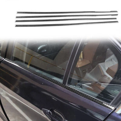 Ajuste de decoración de ventana de coche de fibra de carbono real para BMW Serie 3 E90 2005-2012 Foto 1 de 4