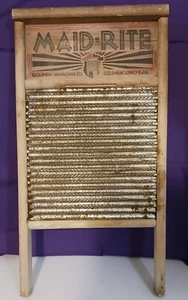 Vintage Maid Rite~Wash Board~No.2072~Columbus Washboard Co.~23.75" X 12.5" - Picture 1 of 13
