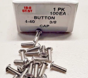 New 4-40 x 3/8" Button Cap Screw, 18-8 Stainless Steel (100ea) - Picture 1 of 3
