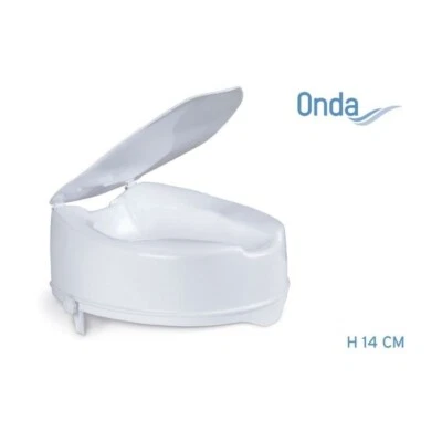 Rialzo WC 14 cm con Coperchio con blocco laterale per anziani e disabili Moretti