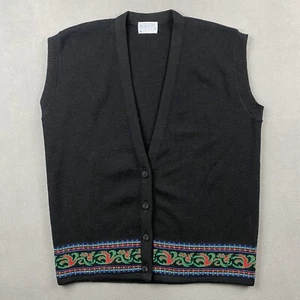 Vintage Pendleton Sweater Womens 1X Black Cardigan Pure Virgin Wool Aztec Tribal - Picture 1 of 9