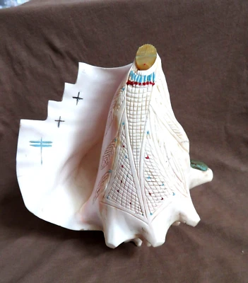 Zuni X 大号海螺壳玉米少女恋物癖雕刻 Kevin Quam (D) C4687 著 — 第 1/4 张图片