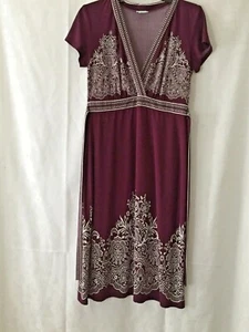 Motherhood Umstandskleid Gr. S BoHO tief weinrot weiß Kurzarm L 42" Karriere - Bild 1 von 7