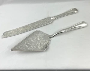 VINTAGE Silver Plated Pie Cake Pastry Server & Knife 12" - Made in Italy - Picture 1 of 11