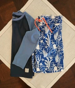 Gap Boys Swim Set Outfit Shirt Rashguard & Swim Trunks Shorts Blue Size XS 4/5 - Picture 1 of 14