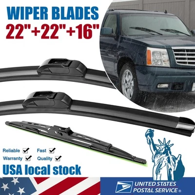 Limpiaparabrisas delantero+trasero de 22" y 22" y 16" para Cadillac Escalade 2002-2006 Foto 1 de 4