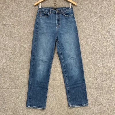 Pantalones de mezclilla Uniqlo para mujer talla 26 AU 8 azul recto cintura alta algodón cremallera 49514 Foto 1 de 4