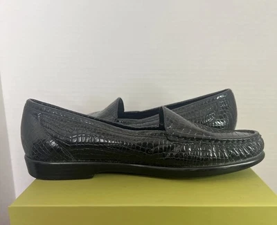 Mocasines SAS Tripad Comfort de cuero negro con estampado de cocodrilo para mujer talla 10 ESTRECHOS Foto 1 de 4