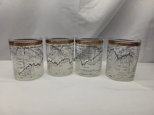 4 Vintage CERA 10 Year 1958-1968 Dow Jones Industrial Average Lowball Glass MCM - Picture 1 of 11
