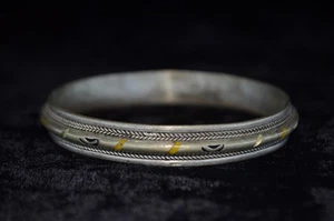 VTG Bangle Berber Silver Bracelet Engraved Tribal Ethnic Design Moroccan Women - Picture 1 of 6