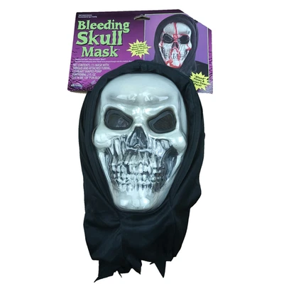 Halloween Skull Mask Bleeding Dripping Blood Heart Pump Vintage Fun World - Image 1 of 4