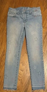 GAP KIDS Girl’s SUPER SKINNY Jeans~Size 10~STRETCH Light Blue RAW HEM Star Print - Picture 1 of 11
