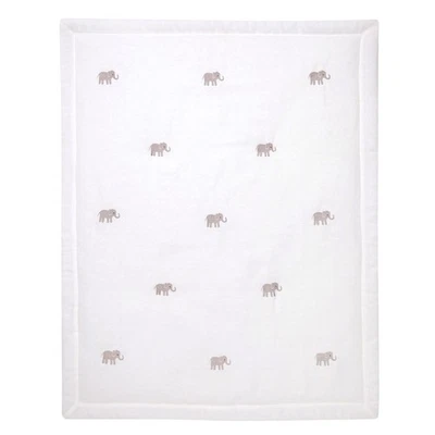 Edredón para cuna de bebé bordado de lino blanco cremoso elefante firma Lambs & Ivy Foto 1 de 3